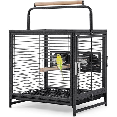 Small Bird Travel Cage with Wooden Perch & Handle for Conures, Budgies, Lovebirds & Small to Medium Birds