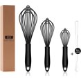 thumbnail image 1 of OYV Dishwasher Safe Silicone Whisk, Sealed Waterproof Design Set of 3, Professional Kitchen Whisks for Cooking Non-Scratch, Silicone & Stainless Steel Whisk, Heat Resistant Balloon Egg Beater, Black, 1 of 8
