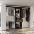 thumbnail image 3 of JERFIT 5-Tier Open Shelf Closet Organizer with Drawer & Hanging Rods, Brown Melamine Particle Board Freestanding Wardrobe Storage Cabinet for Bedroom, 3 of 10
