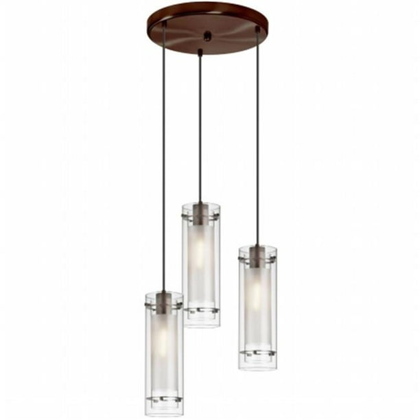 Dainolite 12153R-CF-OBB 3-Light Pendant-Round Canopy&amp;#44; Clear Glass-Frosted Insert