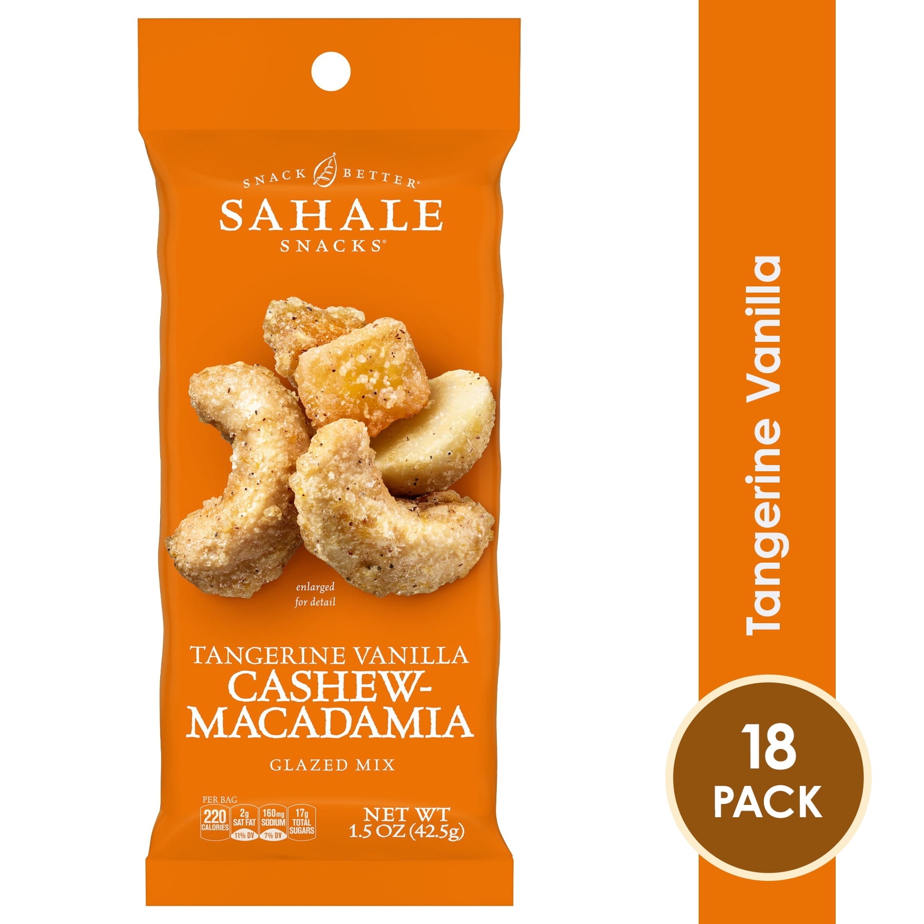 Sahale Snacks Tangerine Vanilla Cashew Macadamia Glazed Mix, 1.5 Ounces (Pack of 18)