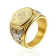 thumbnail image 2 of Men's Titanium Steel Ring US Army Badge Soldier Ring Eagle Logo Ring Personality Finger Ring Golden Army Navy Air Force Firefighters Police Officer Marine Corps, 2 of 3