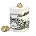 thumbnail image 1 of Ethnic Piggy Bank, Curved Peacock with Leaves Culture Exotic Bird Beauty, Ceramic Coin Bank Money Box for Cash Saving, 3.6" X 3.2", White and Black, by Ambesonne, 1 of 4