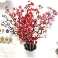 thumbnail image 4 of 5 Pack Faux Plum Blossom Artificial Plum Flowers Fake Plum Branches Long Stem Silk Plum Silk Simulation Flower Floral Arrangement for Home Wedding Table Decoration Accessory Party, 23.6”, 4 of 9