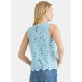 thumbnail image 3 of Time and Tru Women's Eyelet Embroidery Top, Sizes XS-XXXL, 3 of 5