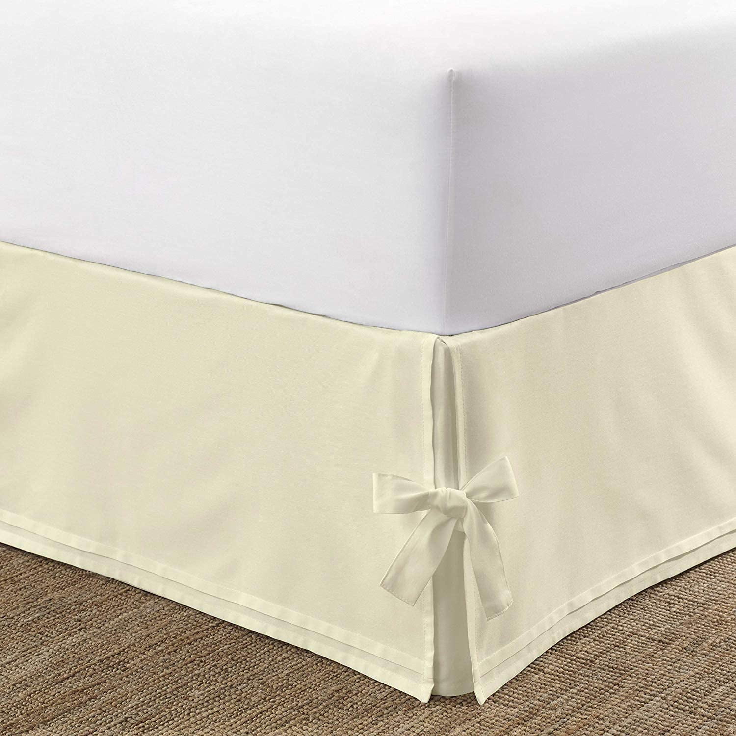 Ruffle Bed Skirt Split Corner 800 TC Solid Ivory Cotton All Size Drop Length 