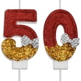thumbnail image 1 of VSHILI Bougies d'Anniversaire 50 Ans, Bougies d'Anniversaire Rouges pour Hommes Femmes, Décoration de Gâteau de Fête d'Anniversaire Cadeaux pour Célébration d'Anniversaire 50 Ans, 1 of 7