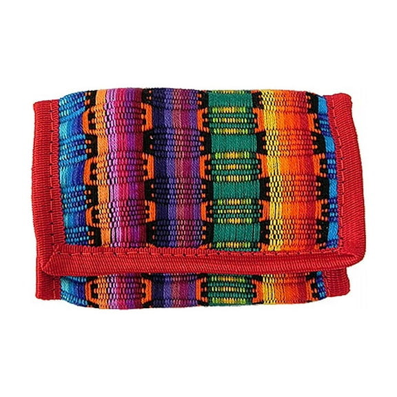 Multicolored Woven Striped Slim Soft Trifold Wallet Coin Purse with Card Slots - Womens Unisex Fashion Handmade Bags Boho Travel Accessories