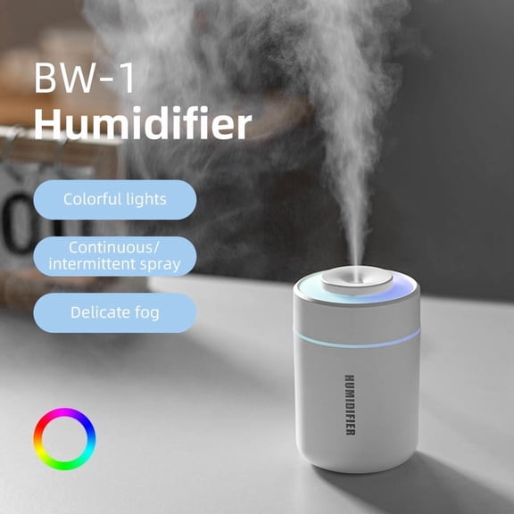 Jeoa Humidifiers for Bedroom, 180mL Cool Mist Humidifier for Home Plant and Baby Nursery, Quiet Ultrasonic Humidifier with Colorful lights, Auto Shut-Off, Filterless（Two packs，White）