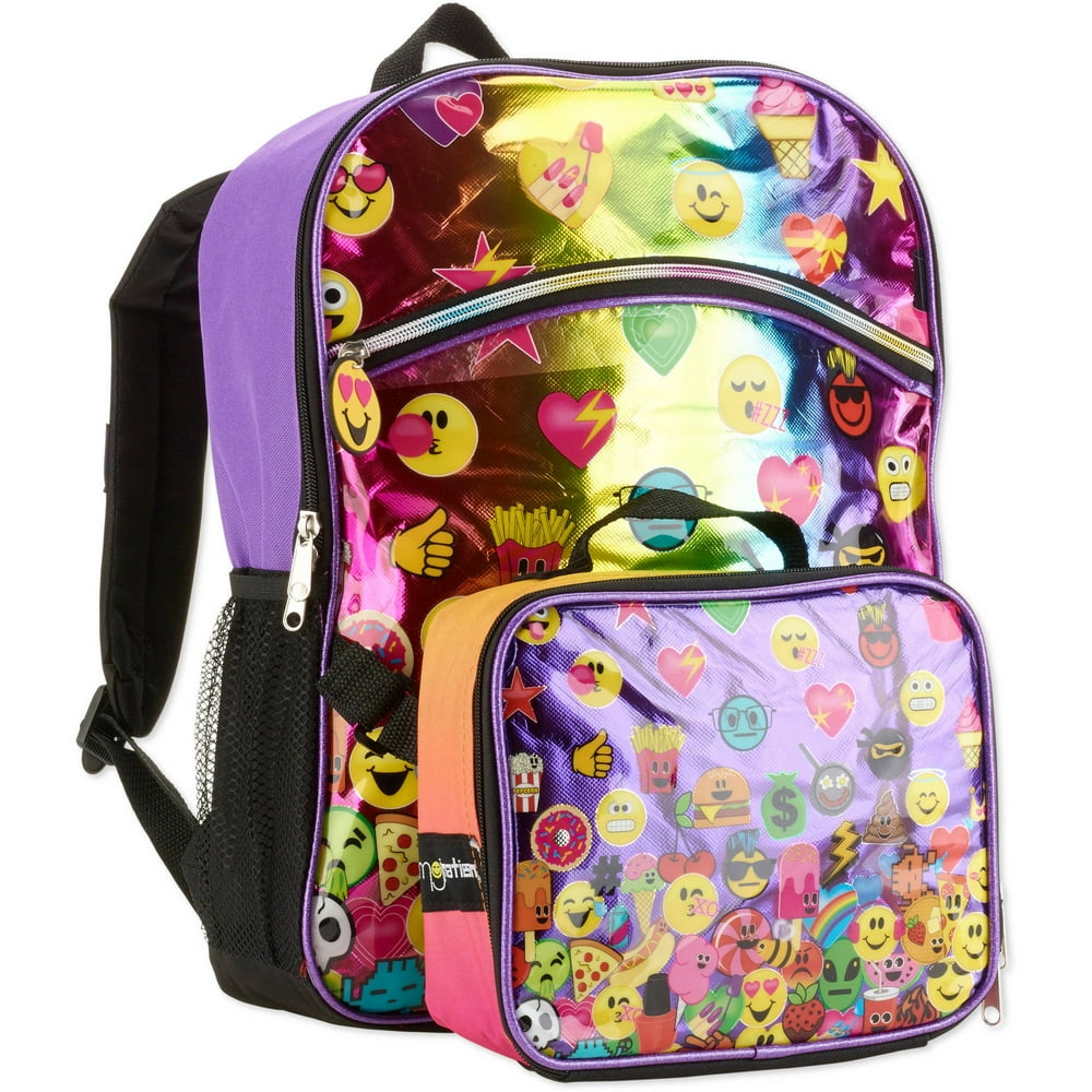 Emojination Rainbow Emoji Set Backpack With Lunch Tote