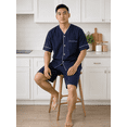 thumbnail image 2 of Up2date Fashion Men's Woven Short Sleeves Pajama Set with Shorts Lightweight Loungerwear, 2 of 6