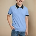 thumbnail image 2 of Linfrsh Little Boys Polo Shirt Summer Casual Short Sleeved Basic School Uniform Shirts Blouse Basic Versatile Summer Pullover Top T Shirt Toddler Kids Solid Color Clothes(Light Blue,14-15 T), 2 of 4