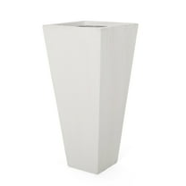 GDF Studio Fardeen Outdoor Modern Cast Stone Planter, White Medium