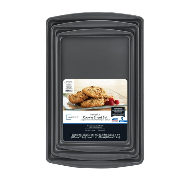 Mainstays Metal NonStick Cookie Sheet, 3 Pack