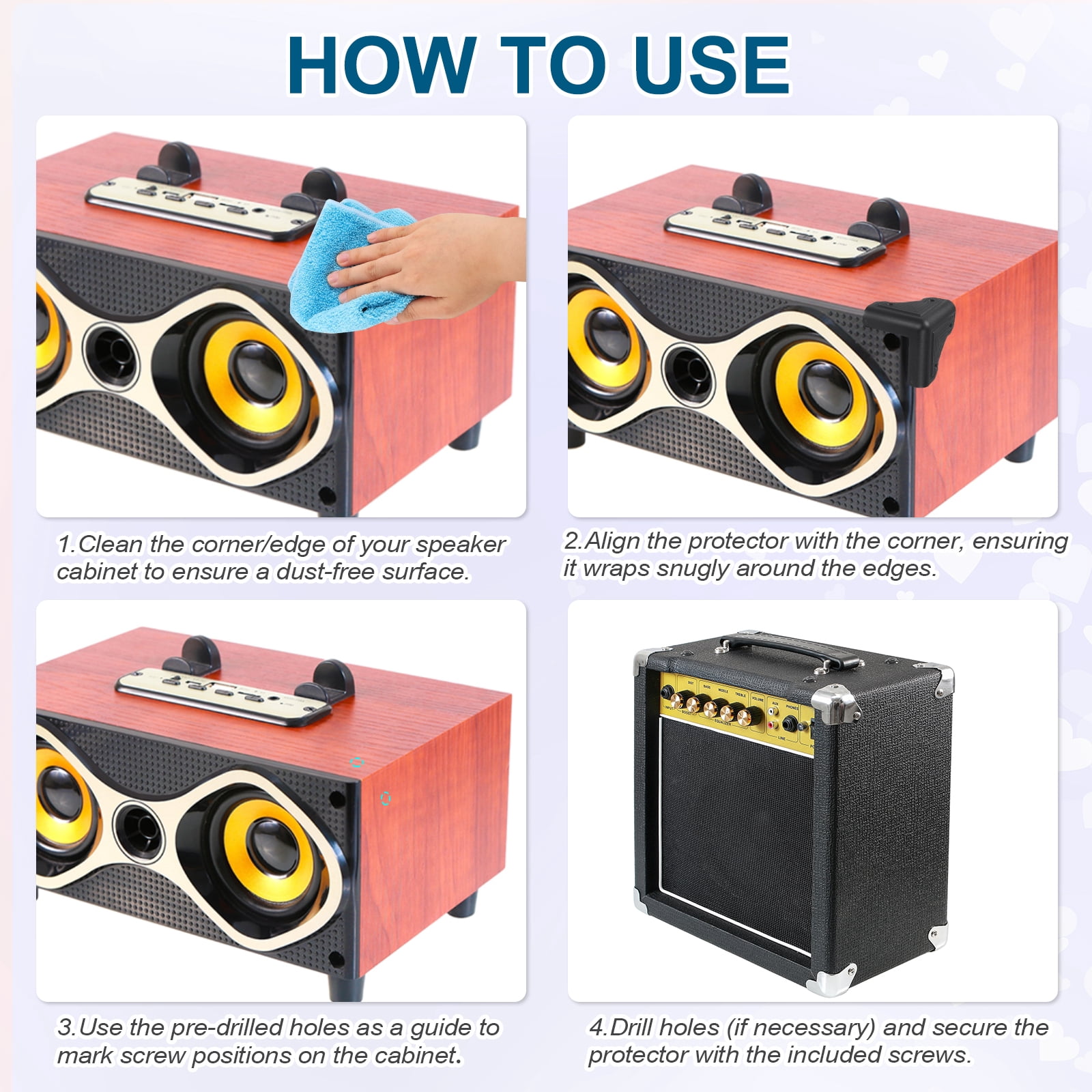 16 Pcs Speaker Cabinet Corners Protector for Audio Equipment Cases