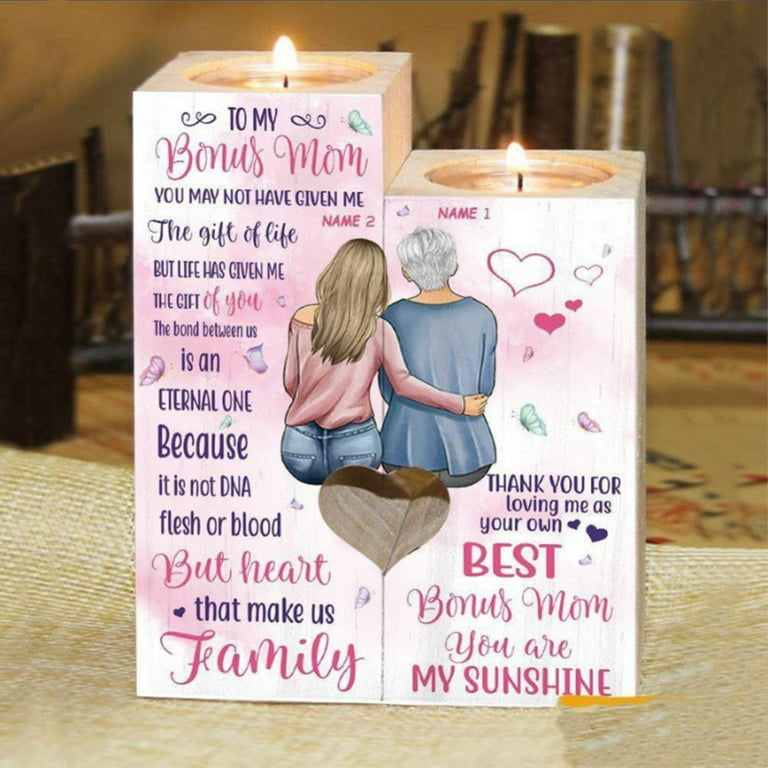 Personalized Heart Wood Candle Holder Mother's Day Gift -   Wooden  candle holders, Custom candle holders, Personalized mother's day gifts