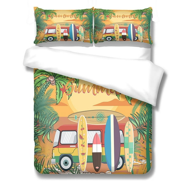 Linda cubierta del edredón dibujos animados patrón de monopatín colcha de la colcha multicolor juegos de cama de tamaño múltiple para niños L 3 piezas Eigraketly HA011563-15