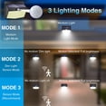 thumbnail image 4 of [Juego de 1] Lámpara solar para exteriores, luz solar para exteriores de 138 LED con sensor de movimiento impermeable, 3 modos de iluminación solar para exteriores, punto LED inalámbrico para jardín,, 4 of 5