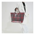 thumbnail image 6 of Large PVC Tote Bag for Women, Clear Plastic Handbags, Casual Work Travel Plaid Design Plastic Carryall Shoulder Bag, Clear Shopping Hobo Bag, Winter Fall Fashion Kraft Paper Tote Bag, 6 of 8