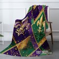 thumbnail image 2 of Spxubz Mardi Gras Fleur De Lis Purple Green Gold Pattern Flannel Throw Blanket For Gift Home Sofa Bed Decoration 80x60 inch, 2 of 5