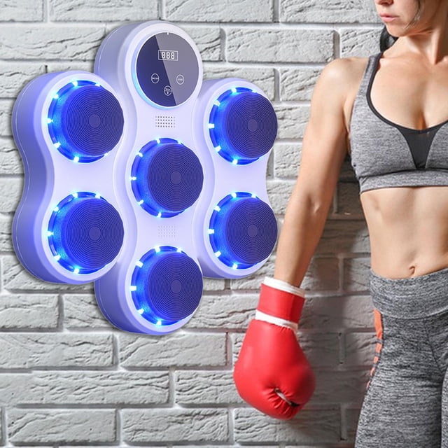 Máquina de boxeo musical, objetivo de pared electrónico, bolsa de arena montada en la pared, almohadilla de entrenamiento, almohadilla de perforación Guantes para adultos y niños.