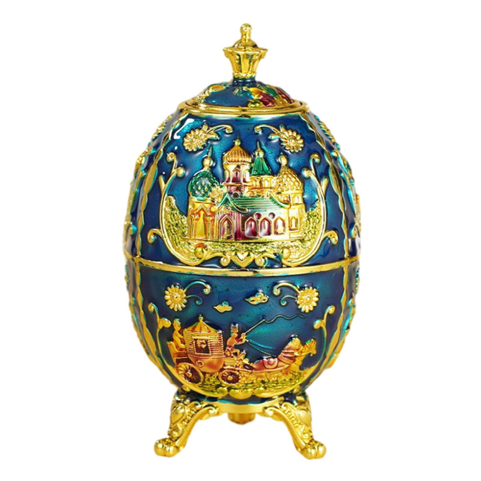 Quality Fashion Classic Handmade Auto Automatic Toothpick Holder Royal Russian Style Light Blue Castle Flower