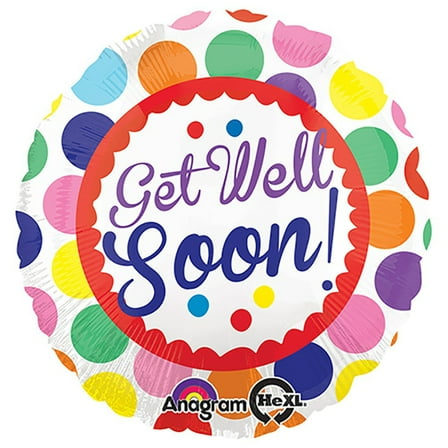 18 inch Get Well Soon Dots Foil Mylar Balloon - Party Supplies Decorations