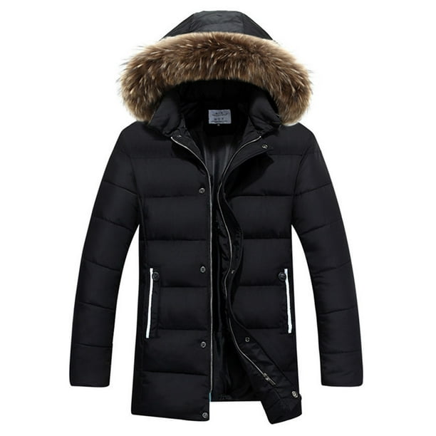 Faithtur Men Winter Coats Cotton Lined Jackets with Pockets Outerwear