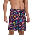 thumbnail image 2 of Sikiie rainbow color mushroom Skull Mens Pajama Shorts, Lightweight Lounge Pant with Pockets Soft Sleep Pj Shorts for Men4X-Large, 2 of 6