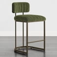 thumbnail image 5 of Spruce & Spring 30.5" Swivel Bar Stools Set of 2, Upholstered Bar Chairs with Curved Back & Channel Tufting, Metal Base for Kitchen Island & Home Bar, Green, 5 of 11