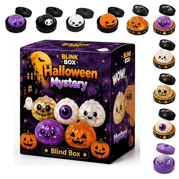 Halloween Ghost Dumpling Squishy, Dumplings Squishies with Steamer Stress Balls, Elastic Stretch Fidget Sensory Toy, Office Desk Stress Relief Halloween Birthday Gift A11 Random-1PCS