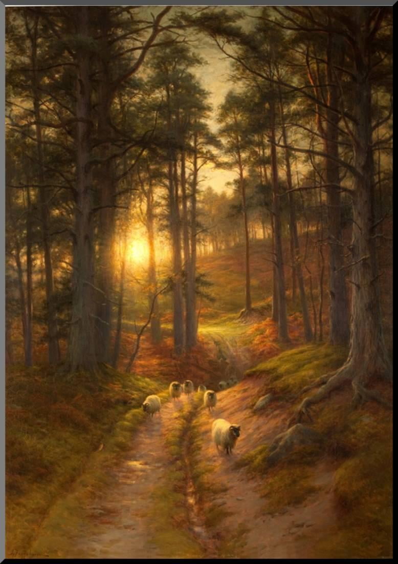 The Sun Fast Sinks In The West Wood Mounted Print Wall Art By Joseph Farquharson
