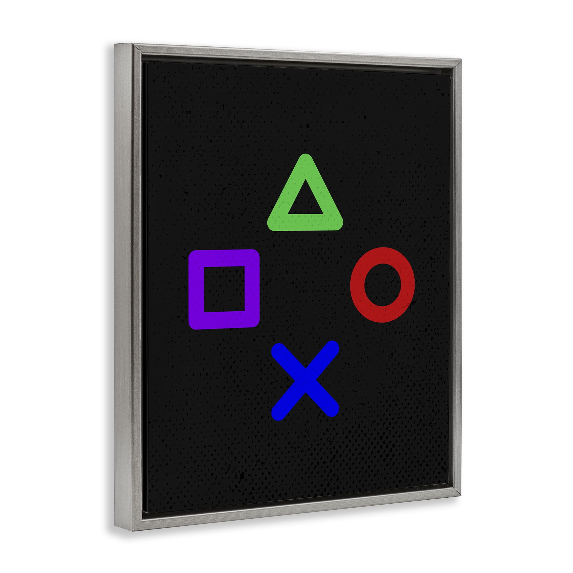 Game Button Shapes Gray Framed Floater Canvas Wall Art, design by Kim Allen