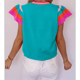 thumbnail image 5 of Suéter Ligero de Punto Holgado con Cuello Redondo Informal de Corta de Verano para Mujer. Azul Pavo Real L, 5 of 7