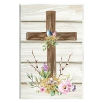 Stupell Spiritual Easter Cross Spring Blossoms Holiday Painting Wall Plaque Unframed Art Print Wall Art