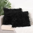 thumbnail image 2 of Unique Bargains Faux Fluffy Zipper Closure Cushion Covers Throw Pillow Covers (2 Count) Black 18" x 18", 2 of 6