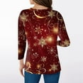thumbnail image 4 of Womens Fall Tops Christmas 3/4 Sleeve T Shirts for Women V Neck Graphic Xmas Tree Snowflake Print T Shirts Dressy Casual Blouse Y2k Tops Half Sleeve Tunic Tops, 4 of 6