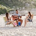 thumbnail image 3 of Funride 2 Pack Color Striped Folding Beach Chairs, 17"x18"x17" Seat Size Metal Lawn Chairs With Armrests For Patio Pool Camping Picnic Backyard, 3 of 7