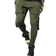 thumbnail image 5 of Seyurigaoka Men Fashion Casual Solid Color Cargo Trousers, Middle Waist Drawstring Long Pants, 5 of 8