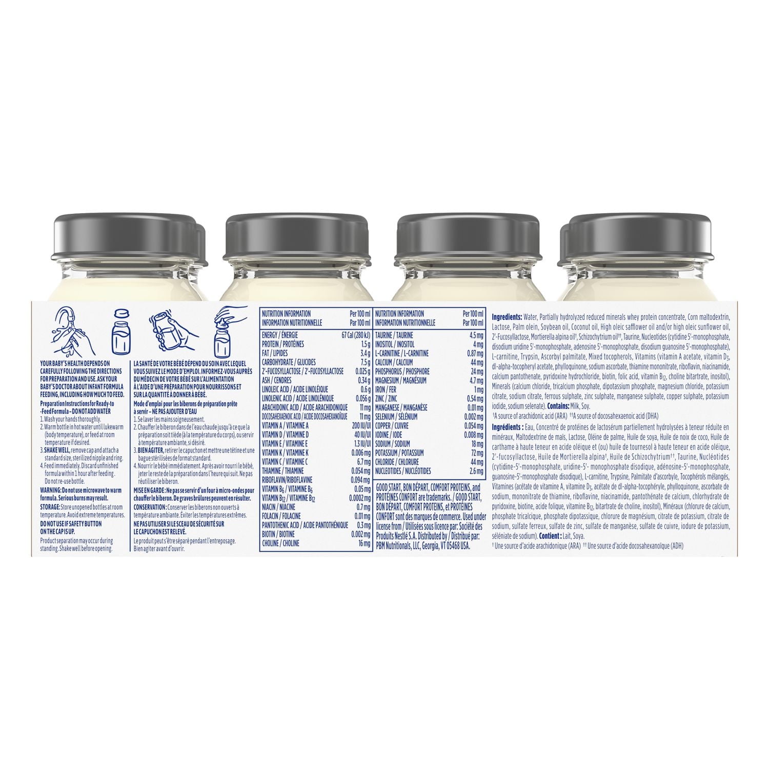 Good Start Plus 1 Baby Formula, Infant Formula, Newborn Formula, 0-12M, 8x89ml Ready to Feed Bottles