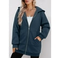 thumbnail image 2 of Lmnyox Solid Zip Up Hoodies Women's Oversized Hooded Long Jacket Casual Fashion Long Sleeve Sweatshirt Coat, 2 of 5