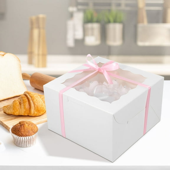 FRCOLOR 5 Sets Cake Boxes With Window Paper Bakery Boxes Cake Slices Box Candy Packaging Box Cake Container With Cake Board Baking Supplies