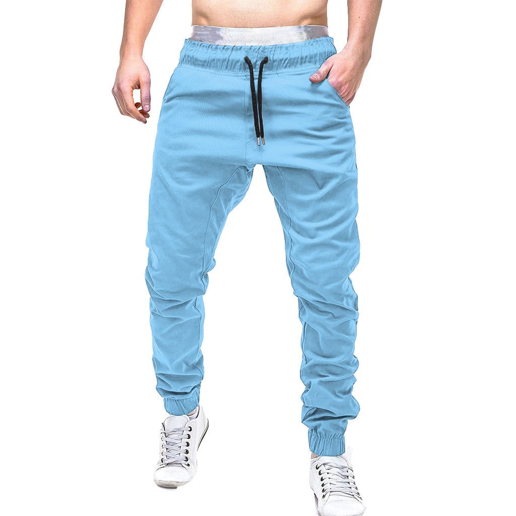 light blue sweatpants for men men sweatpants casual elastic joggings