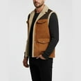 thumbnail image 7 of Men's Colorblock Outdoor Sports Plush Fleece Lined Vest Jacket with Multiple Pockets for Casual Winter Wear, Cold Weather Activities, and Christmas Holiday Gifts,Khaki,L, 7 of 7