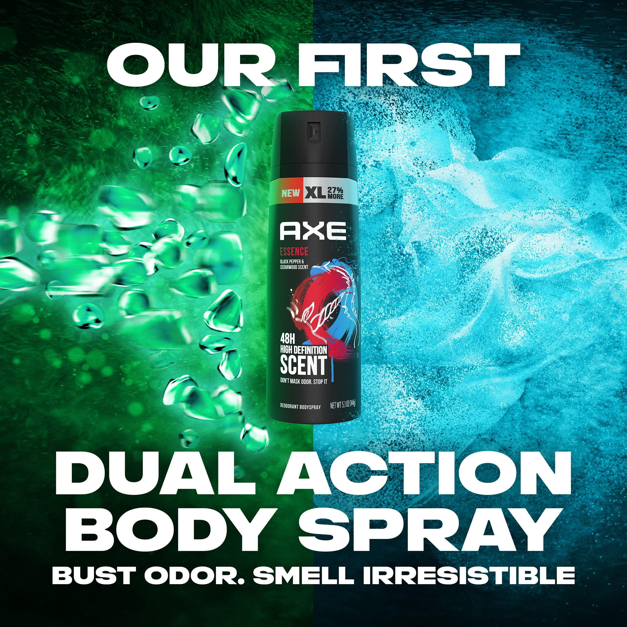 (2 pack) Axe Essence Long Lasting Men's Deodorant Spray, Black Pepper and Cedarwood, 5.1 oz