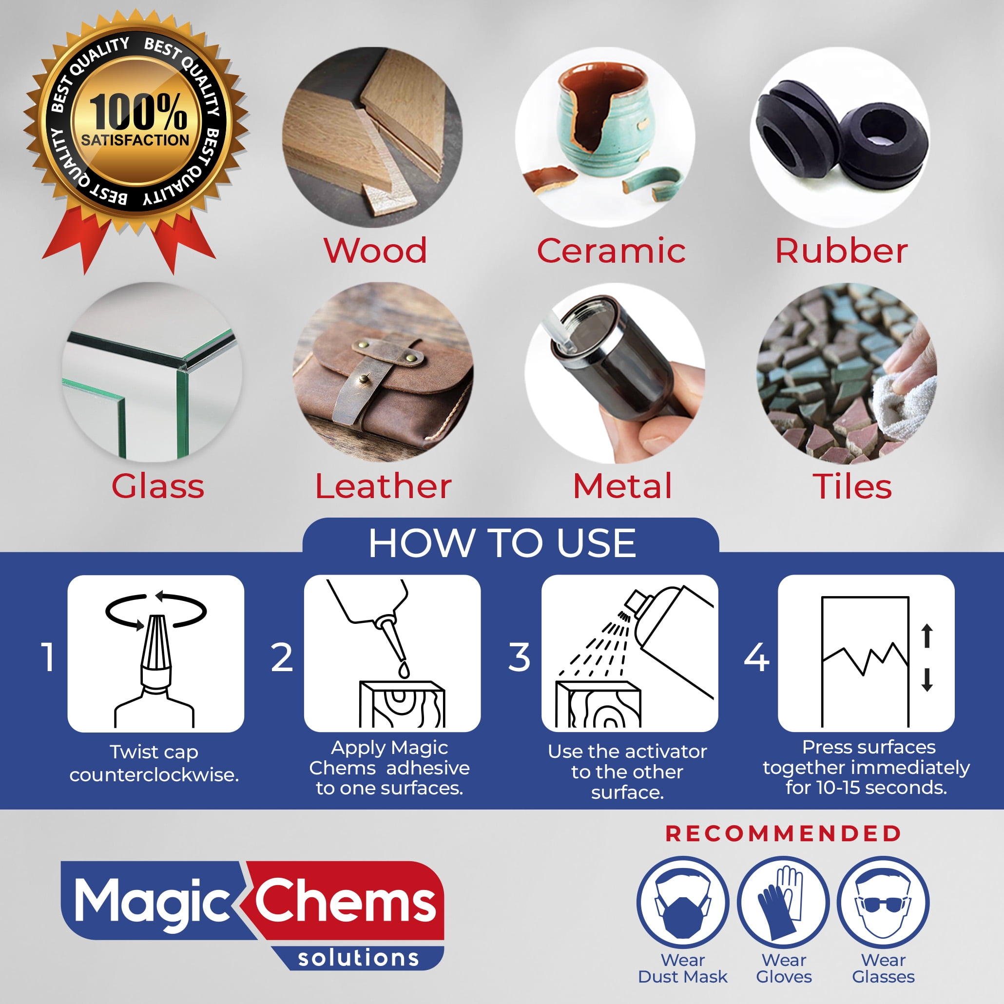 Magic Chems CA Glue with Activator (48 x 3.5 oz + 24 x 16.9 fl oz), Cyanoacrylate Glue and Activator, Super Glue with Accelerator, CAGlue and Accelerator, Medium (24 Pack)