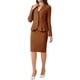 thumbnail image 4 of Conjunto de falda de 2 piezas para mujer INSPIRE CHIC, blazer peplum, falda lápiz de cintura alta, atuendo de trabajo XL marrón, 4 of 6