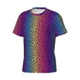 thumbnail image 3 of Rocae Leopard Neon Rainbow Gradient for Men's Moisture-Wicking Crew Tee - T-Shirt for Sports, Outdoor Activities, and Casual WearMedium, 3 of 9