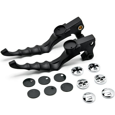 Sportster Cross - Krator NEW Black Hand Levers Skull Cross Grooved Emblems For Harley Davidson Sportster 1200 Custom 2004-2015