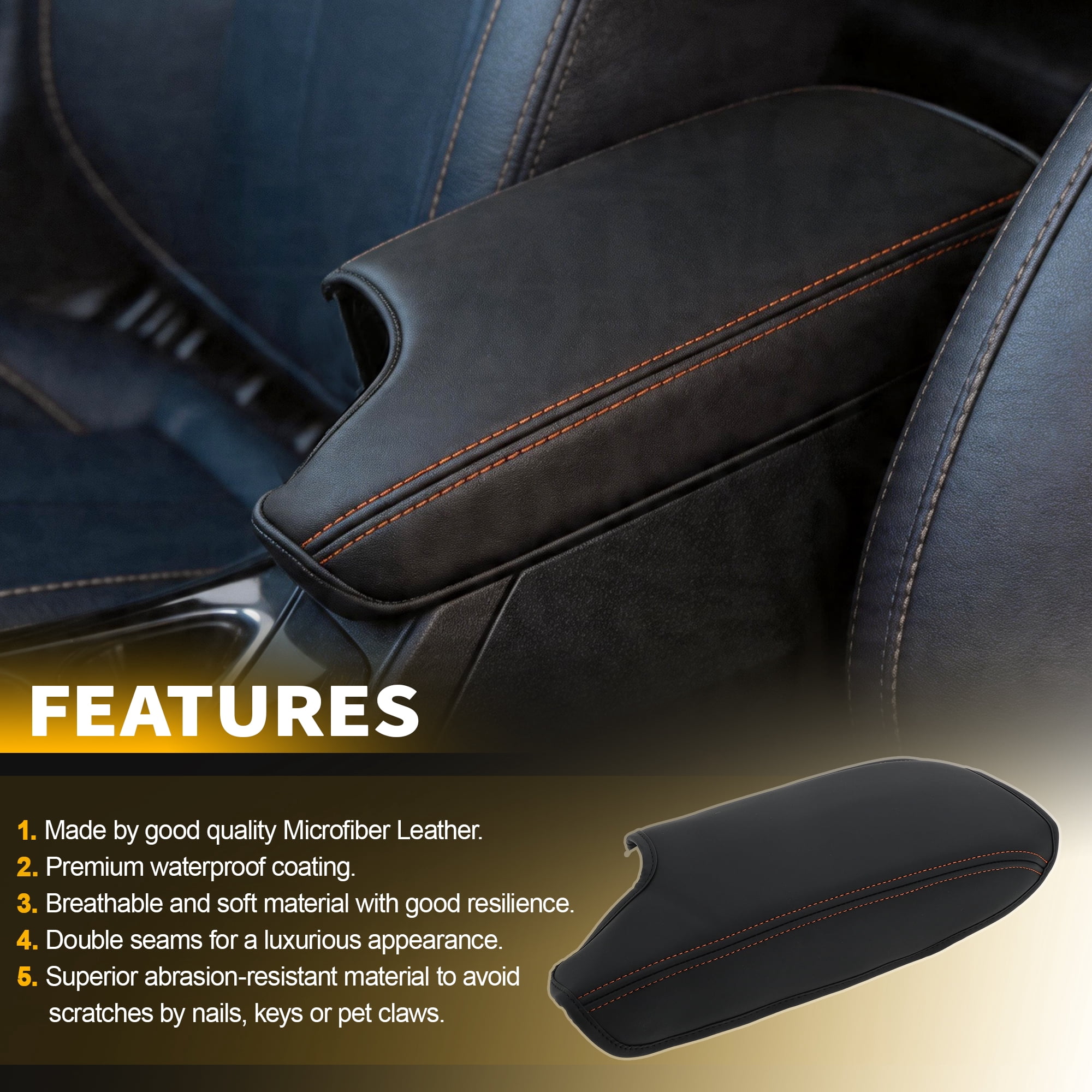 Unique Bargains Car Console Lid Armrest Cover Black for Subaru Crosstrek 18-22